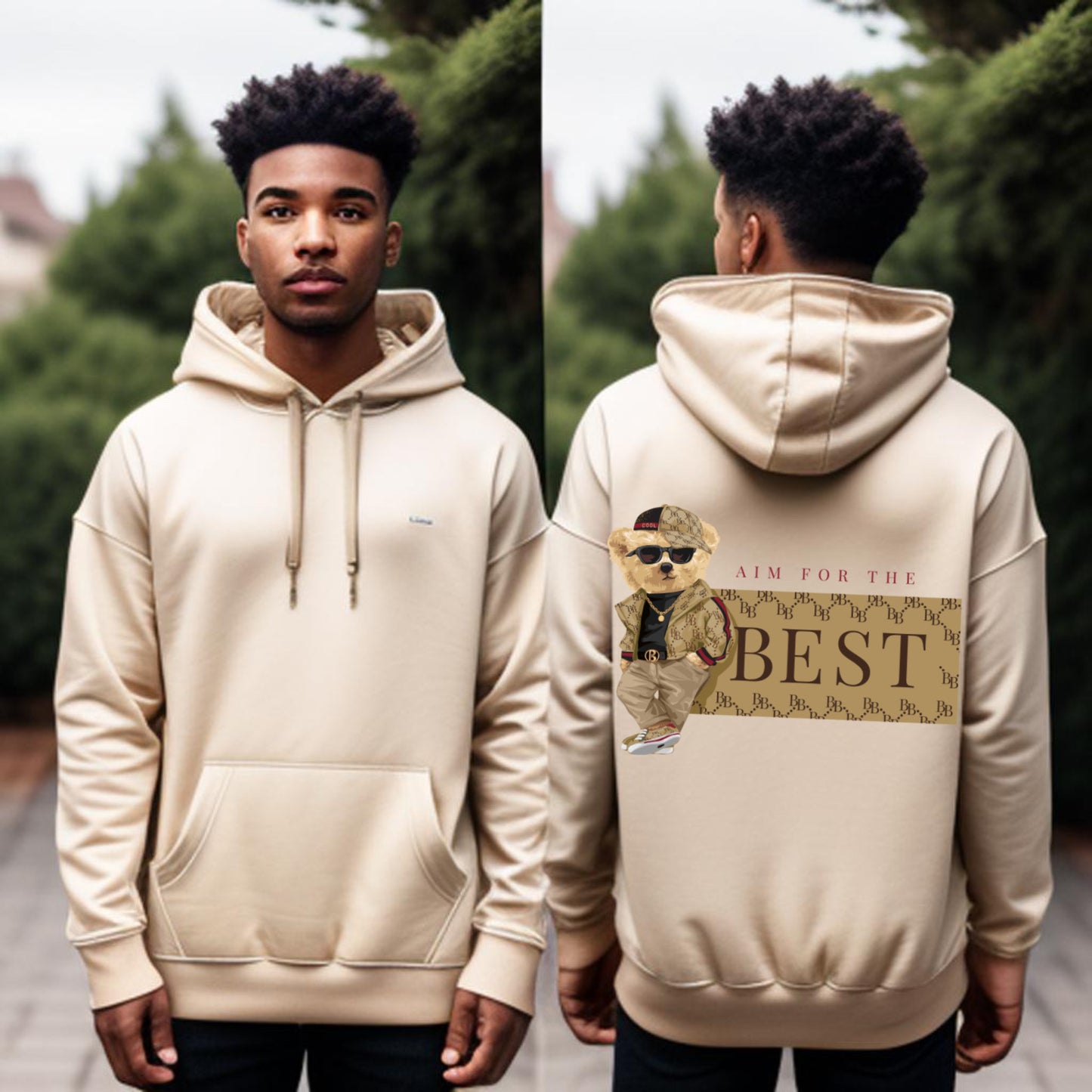 Aim for the Best Hoodie – Luxury-Inspired Teddy Design, Street Elegance