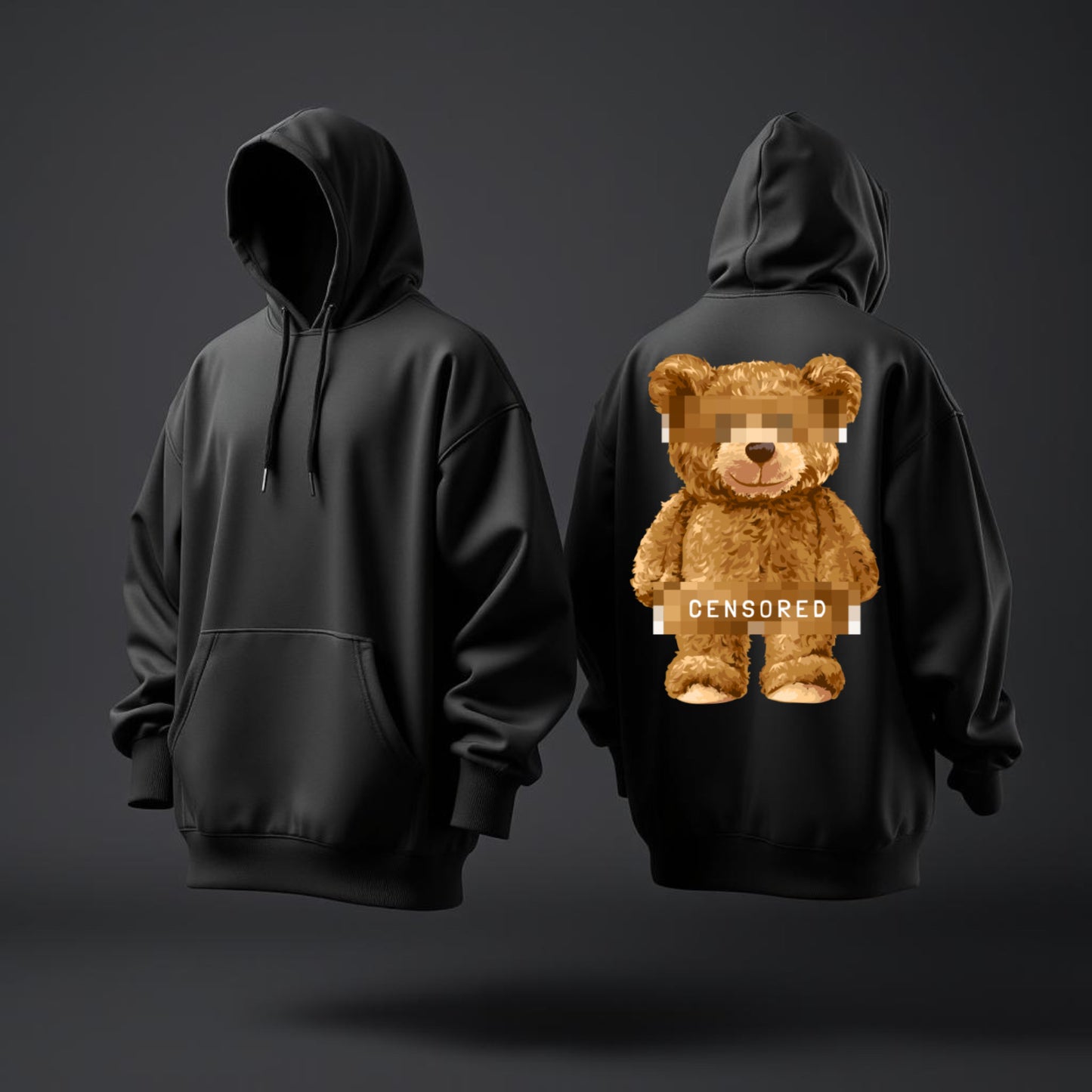 Censored Bear Hoodie – Funny Streetwear Graphic, Bold Unisex Design
