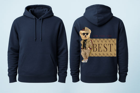 Aim for the Best Hoodie – Luxury-Inspired Teddy Design, Street Elegance