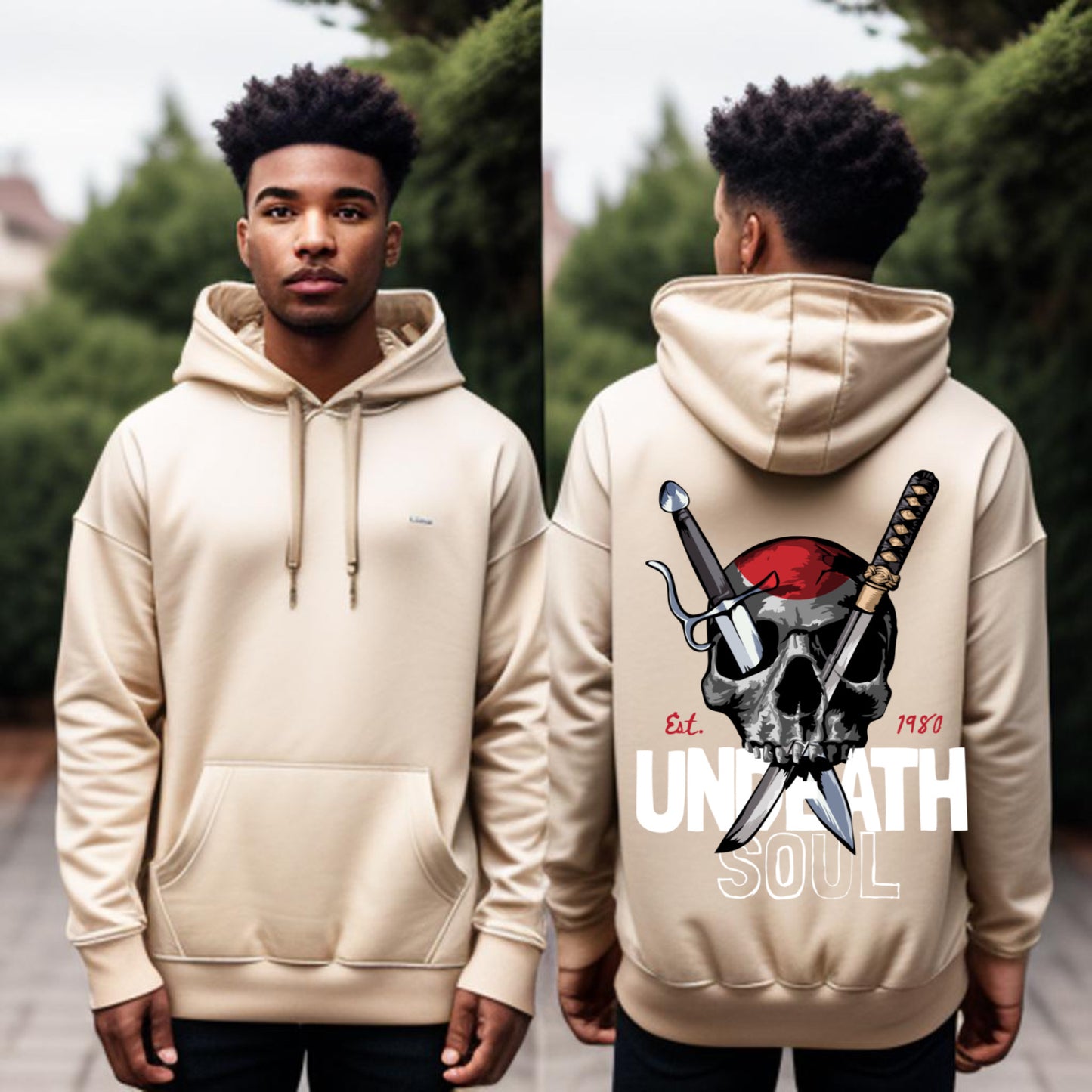 Undeath Soul Hoodie – Dark Skull Streetwear, Samurai Spirit Design