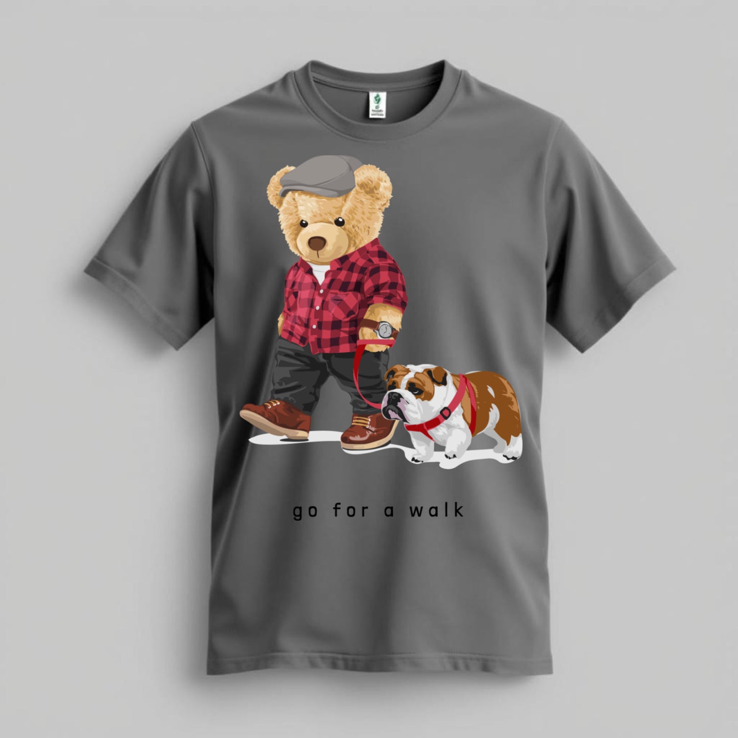 Go for a Walk – Cozy Teddy & Bulldog Graphic T-Shirt