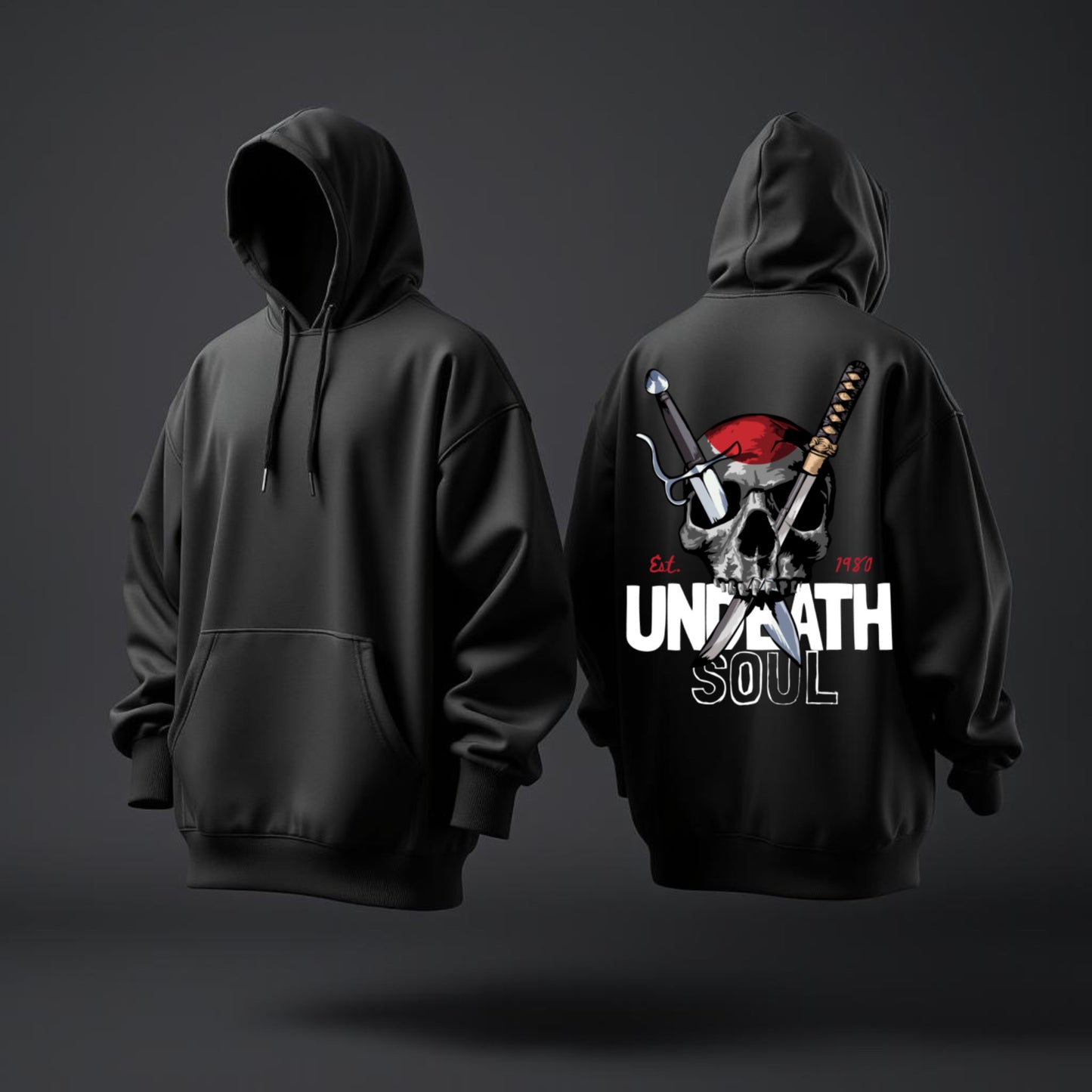 Undeath Soul Hoodie – Dark Skull Streetwear, Samurai Spirit Design
