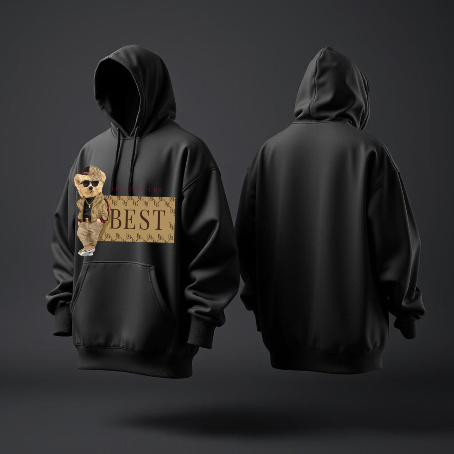 Aim for the Best Hoodie – Luxury-Inspired Teddy Design, Street Elegance