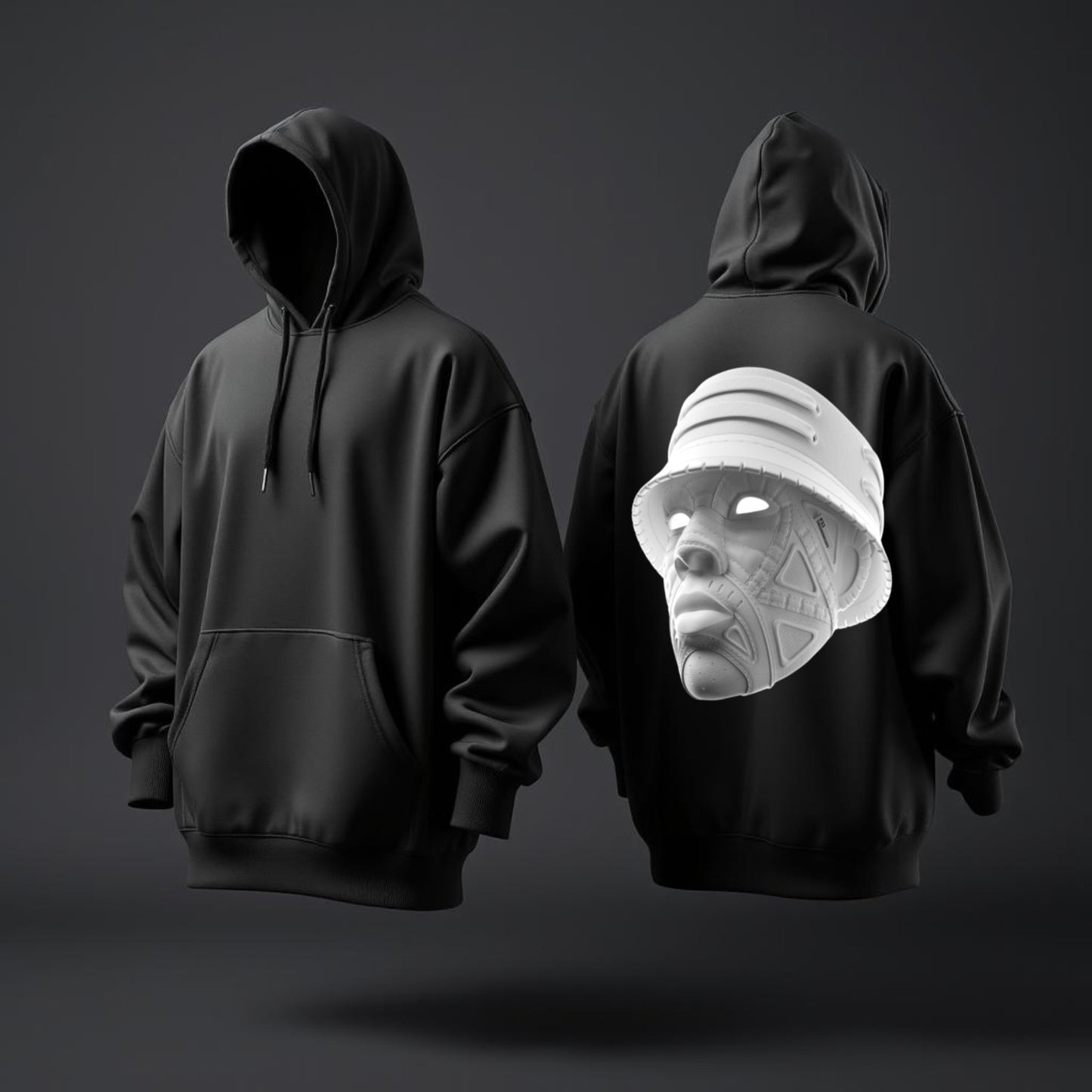Neo Tribal Mask Hoodie – Futuristic Streetwear Inspired by Ancestral Power