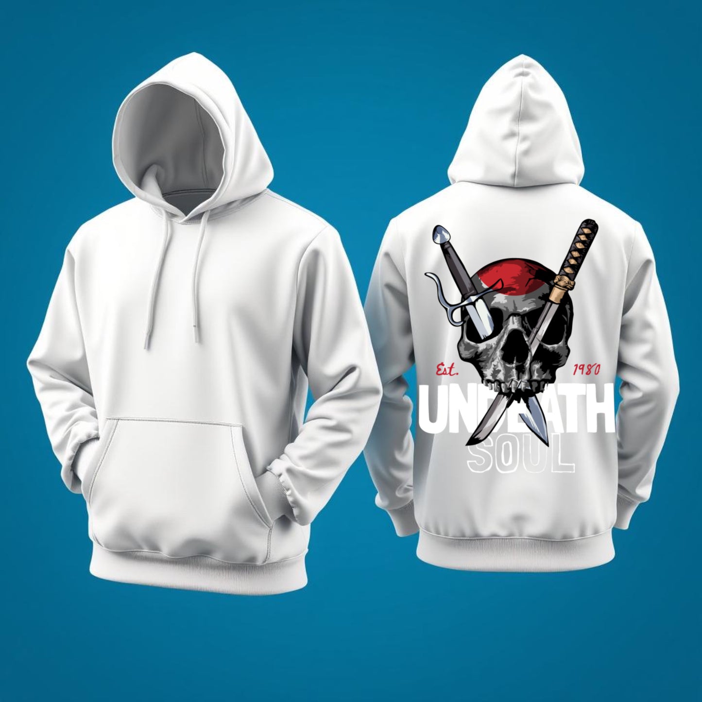 Undeath Soul Hoodie – Dark Skull Streetwear, Samurai Spirit Design
