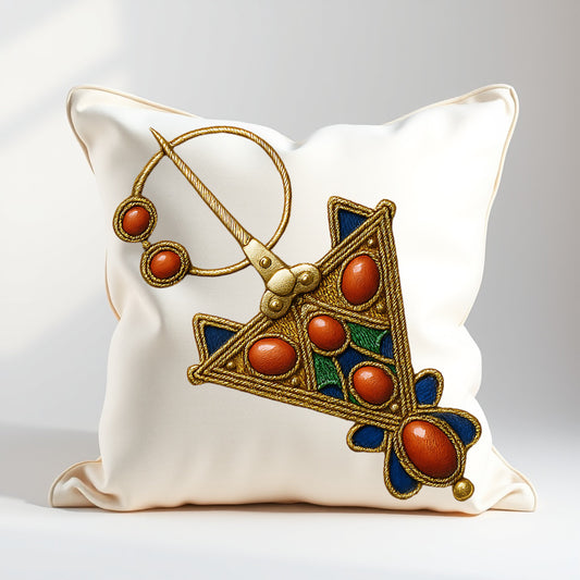 Kabyle Heritage Throw Pillow – Triangle Brooch Embroidery