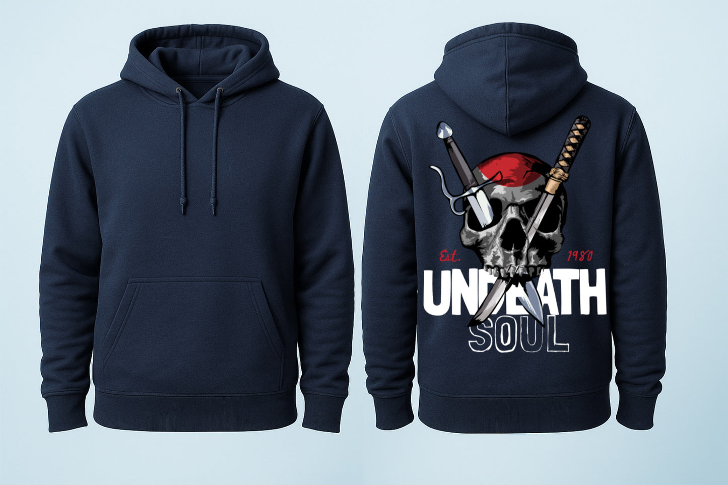 Undeath Soul Hoodie – Dark Skull Streetwear, Samurai Spirit Design