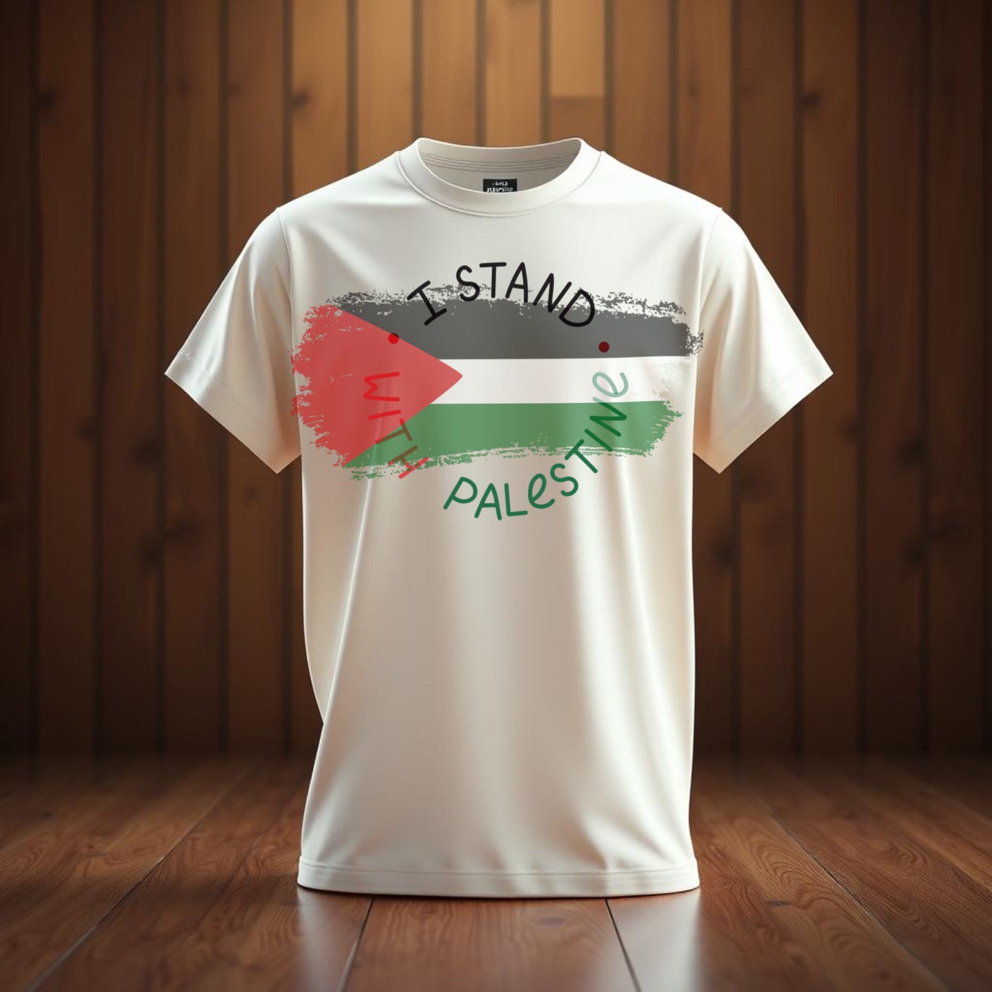 “I Stand with Palestine – Brushstroke Flag Tee