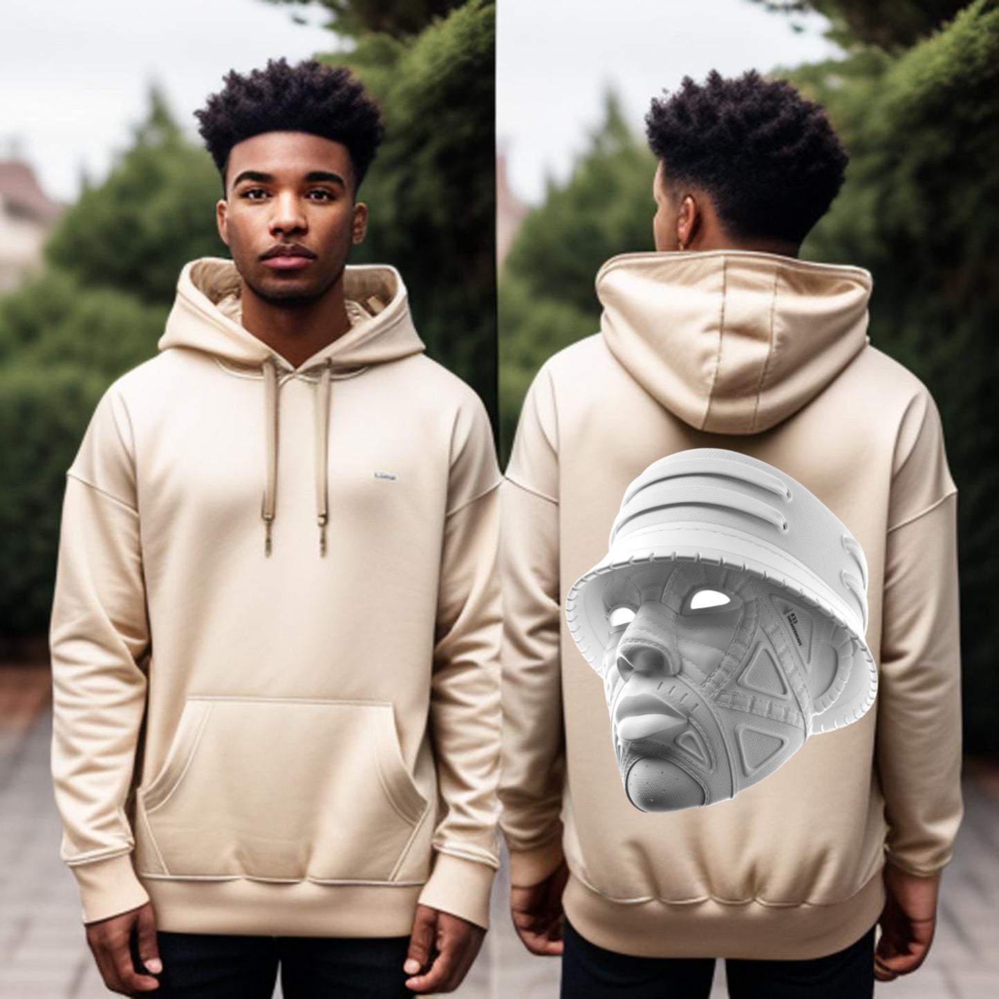 Neo Tribal Mask Hoodie – Futuristic Streetwear Inspired by Ancestral Power